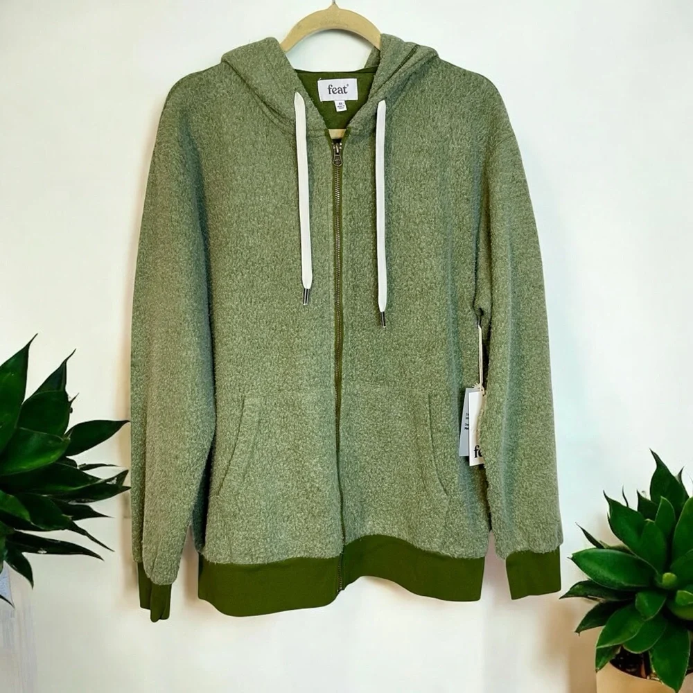 New Feat unisex Green Zip-Up Hoodie - Picture 2 of 4